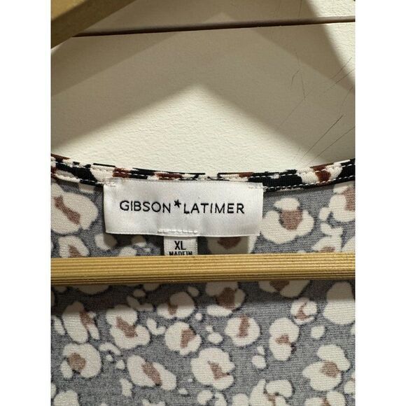 Gibson Latimer Women's Animal Print Leopard Maxi Faux Wrap Dress XL - Picture 2 of 10